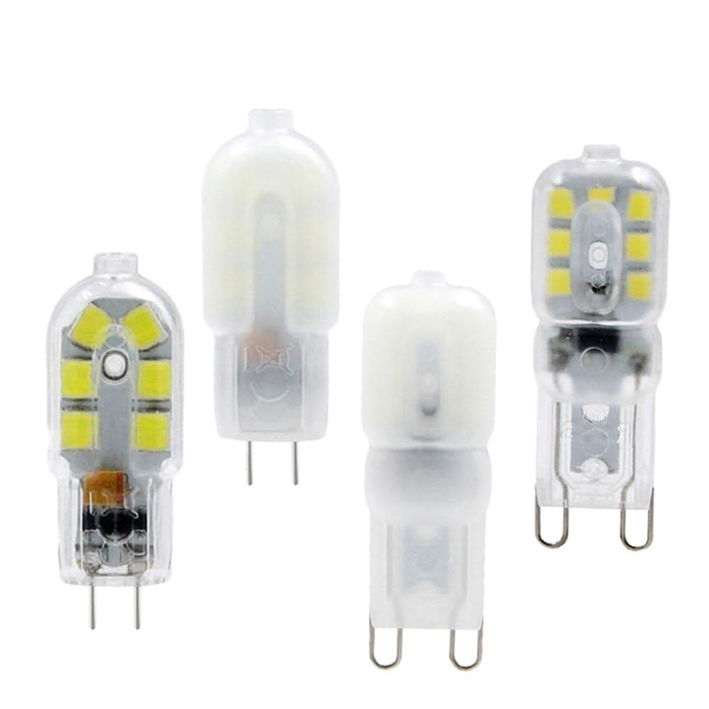 HHF Iluminación del hogar Paquete de 30, Bombilla LED G4/G9 AC220V 2W SMD2835 Bombilla de Foco de lámpara de Cubierta Transparente/lechosa(Cold White,G9 Milky White)
