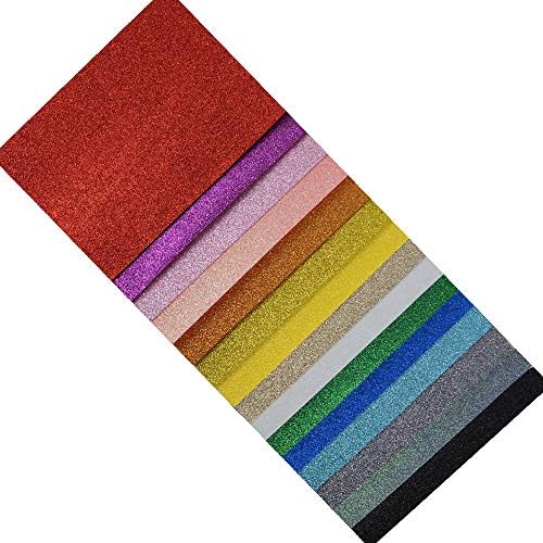 Glitter Fabric Acrylic Felt Sheets for Appliques DIY Hair Bows Earrings Bag Crafts, 15 Colors