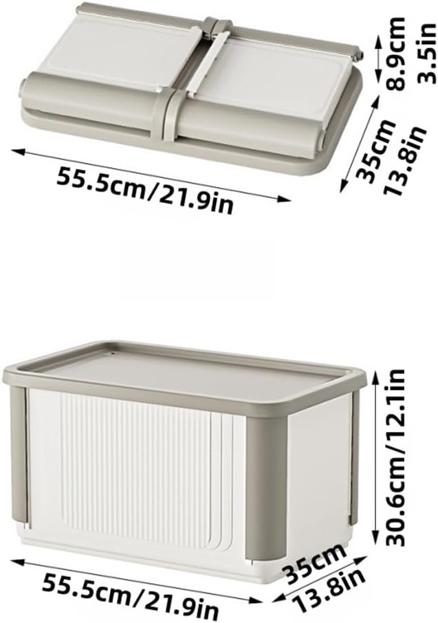 Foldable Closet Organizers, Plastic Storage Bin, Stackable Storage Box with Lid, Storage Container for Dressing Room, Office