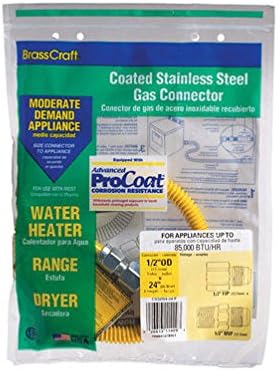 Brass Craft CSSD54-24P 24" Stainless Steel Gas Heater Connector