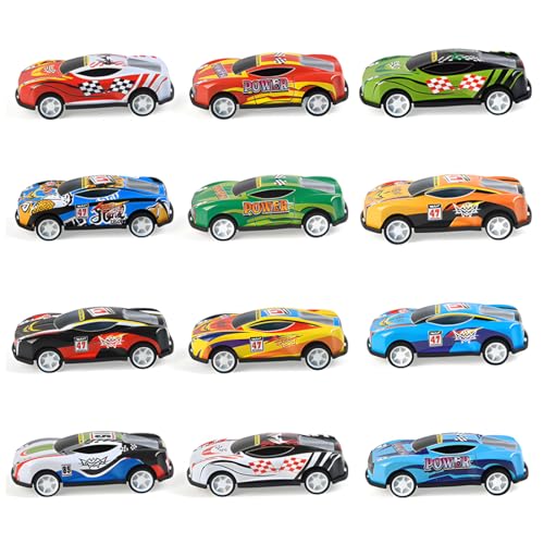 YUVKIN 12 Vehículos de Juguete Miniatura Set de Coches Metálicos con Motor de Retroceso Regalos de Navidad y Cumpleaños (Adecuado para Niños de 3 a 8 Años)