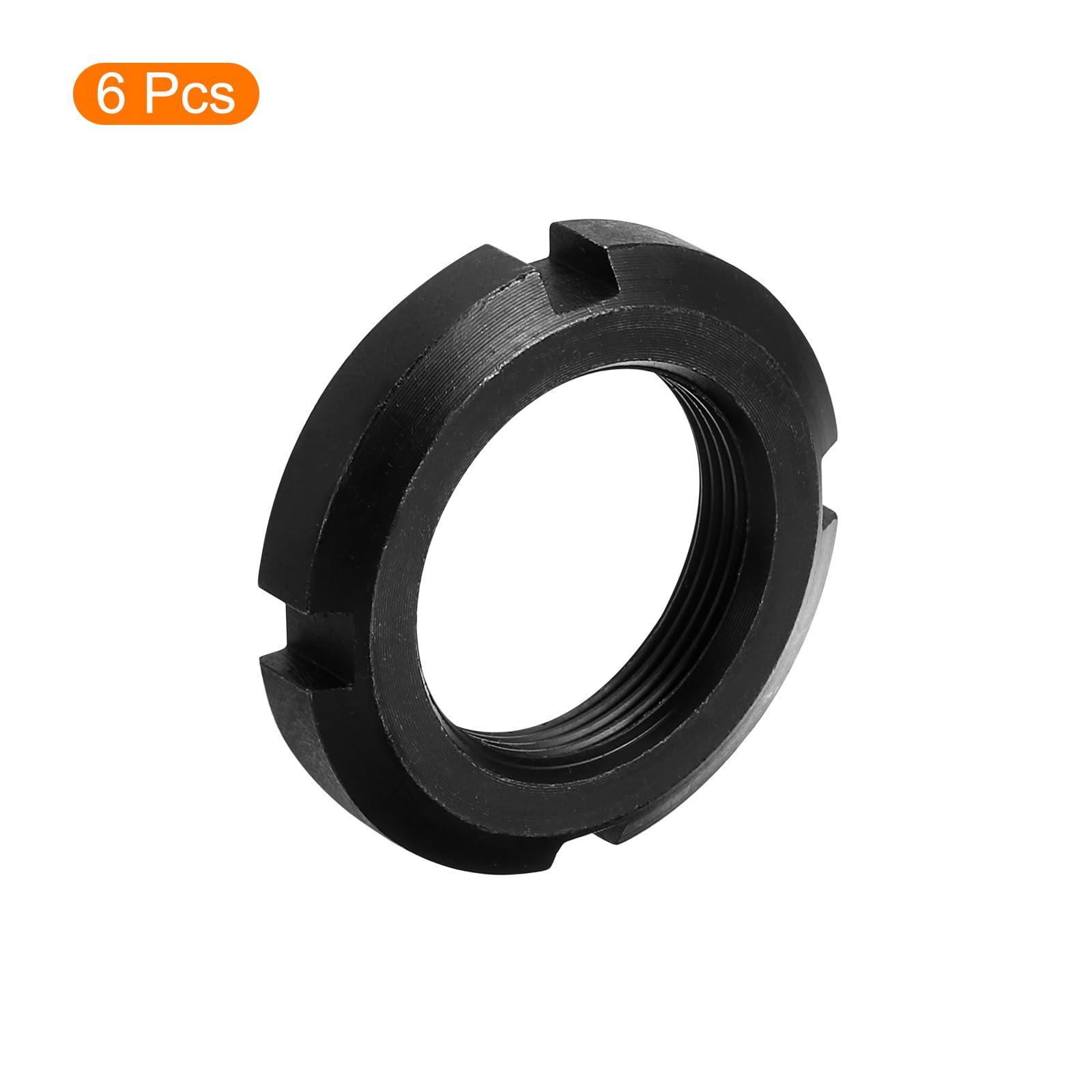 QUARKZMAN M33x1,5mm - 6uds Retención Cuatro-Ranuras Ranurada Redondo Tuerca - Carbono Acero Redondo Bloqueo Tuerca para Varios Rodamientos, Industrial Campo, Negro