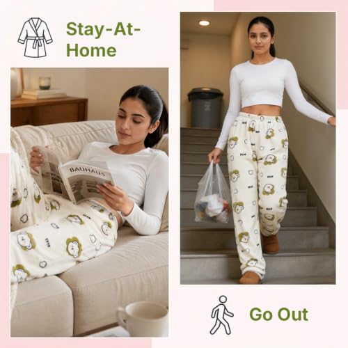 Image of SANNIDHI Anime Pajamas Pants Women's Girls Cartoon Cat All Character Kawaii Cat Print Flannel Lounge Sleep Bottoms Christmas Pajama Pants