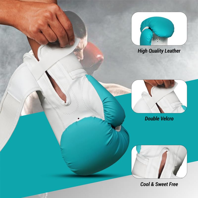 Image of Boxing Gloves - Faux Leather Training Gloves with Hook and Loop Velcro Closure for Long-Lasting Strength and Durability