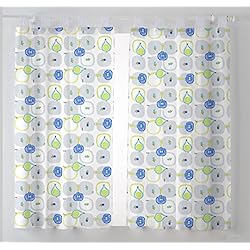 Martina Home Cebollas Pack de Cortinas Visillo para Cocina, Tela, Azul, 100 x 140 cm, 2 Unidades