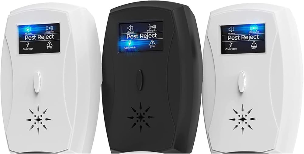 Ultrasonic Pest Repeller, Indoor Ultrasonic Repellent for Roach, Rodent, Mouse, Bugs, Mosquito, Mice, Spider, Ant, Electronic Plug in Pest Control, Indoor Pest Control, 4 Mode Switching (3 Packs)