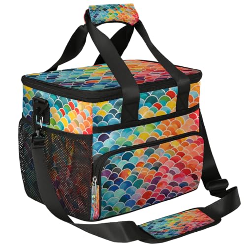 Texture Abstract Insulated Picnic Backpack Lunch Box for Women Men Picnic Basket Tote Lunch Bag Picnic Bag Portable Lunch Bags for Picnic, Beach, Work, Trip,Office, Camp Colorful Geometric