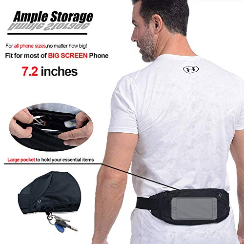 Waterproof Running Belt Bag Waist Pack,Sport Fanny Pack Pouch for Men Women,Runners Phone Holder for iPhone 16 16e 15 14 13 12 11 Pro Max XS XR X Plus/Samsung,Workout,Jogging,Exercise,GYM,Dog Walking - Thumbnail 2