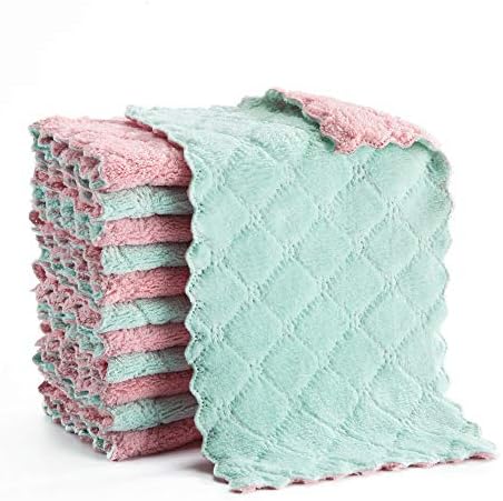 Microfiber Cleaning Cloth, Kitchen Towels, Double-Sided Microfiber Towel Lint Free Highly Absorbent Multi-Purpose Dust and Dirty Cleaning Supplies for Kitchen Car Cleaning. Pack of 12