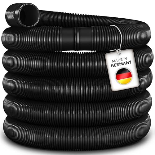 Tillvex Tuyau pour piscine avec manchons, solaire, pour piscine et bassin, pour aspiration, pour pompe, flexible pour eau (noir, 20 m / 38 mm)