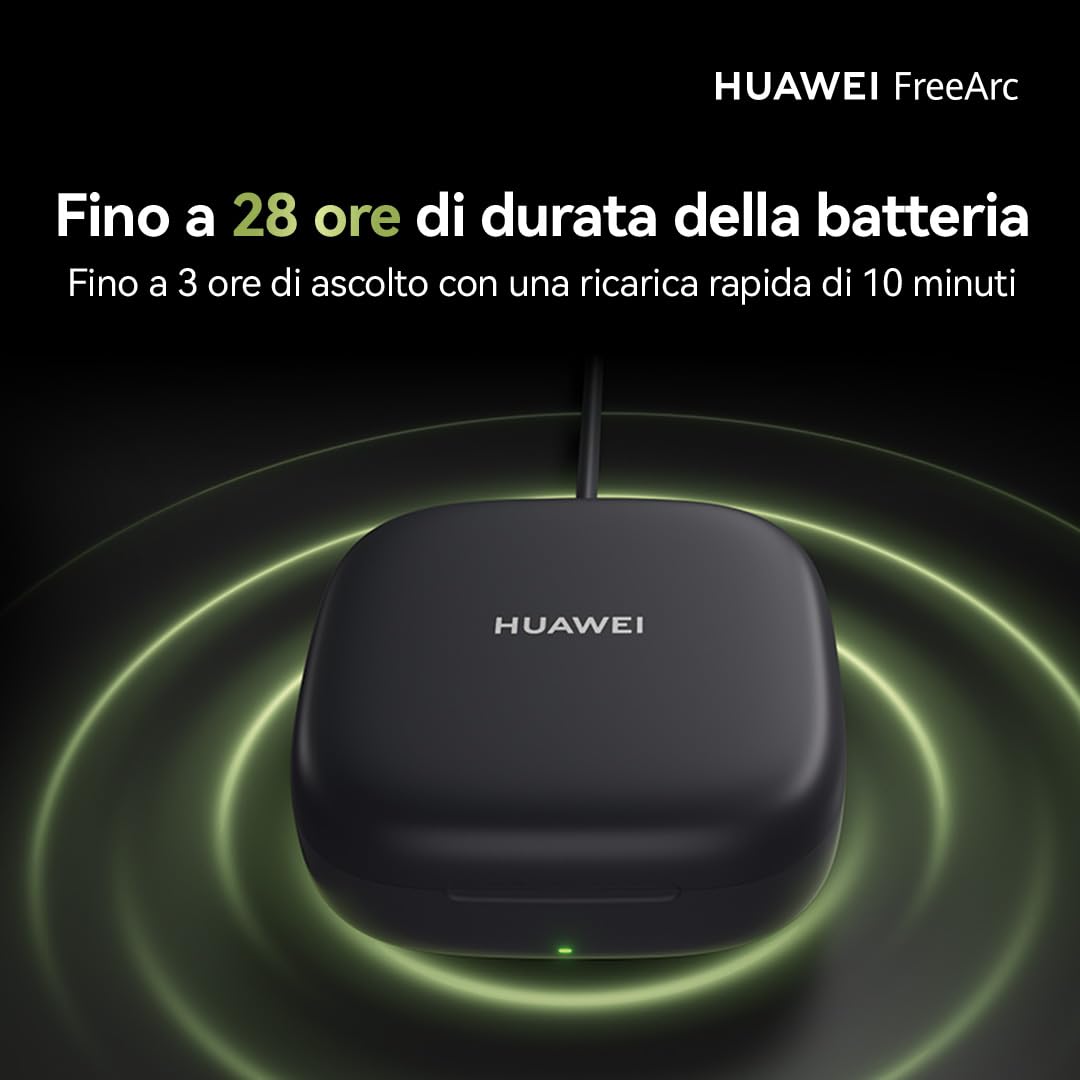 HUAWEI FreeArc Auricolari Open Ear, Auricolari Wireless Bluetooth, IP57, Fino a 28 ore, Cuffie Bluetooth Sport, iOS & Android & Windows, Nero