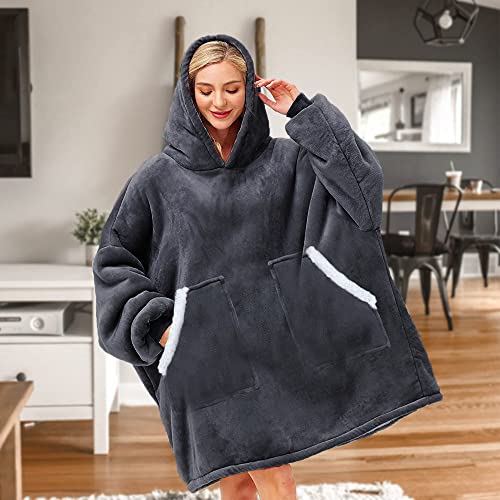 Kipswiza Oversized Wearable Blanket Hoodie (Dark Grey) - image 8