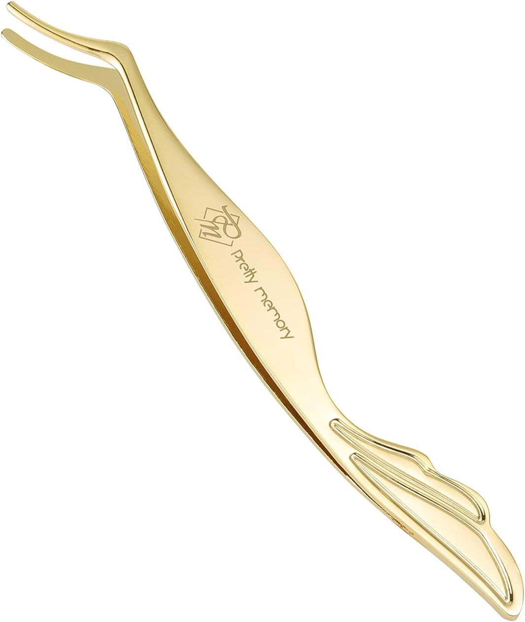 Pretty memory Eyelash Applicator Tool Eyelash Extension Curved Lash Tweezer for Easy Lashes Application and Removal, Gold