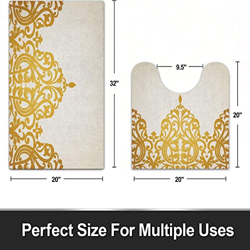 2-teilige rutschfeste Badematte,Mittelalterliche Motive im antiken viktorianischen Stil mit klassischen barocken und… – Bild 3