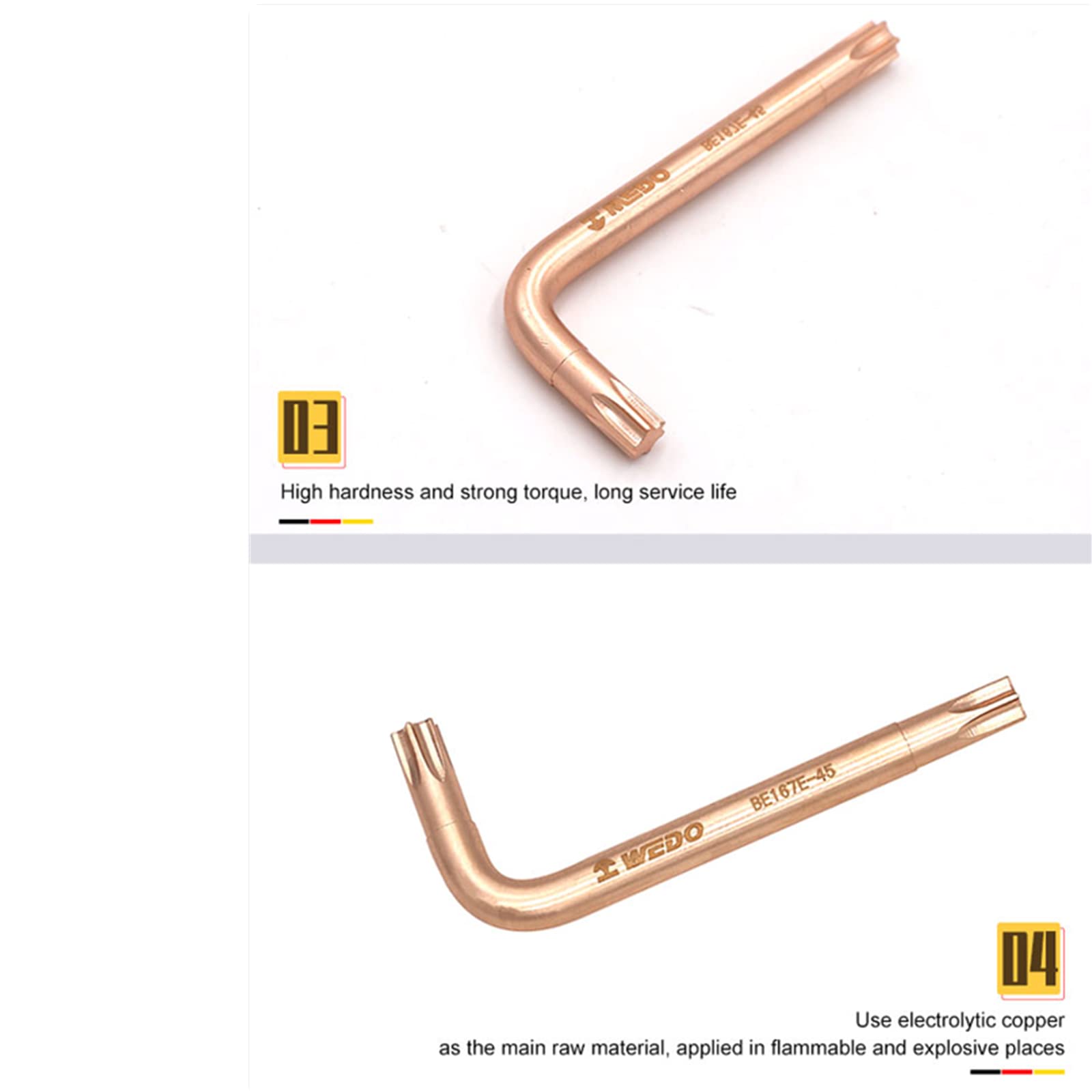 WEDO Nieparkingowy klucz Torx, klucz bezpieczeństwa bez iskier, miedź berylowa, standard DIN, certyfikat BAM i FM, szerokość T50
