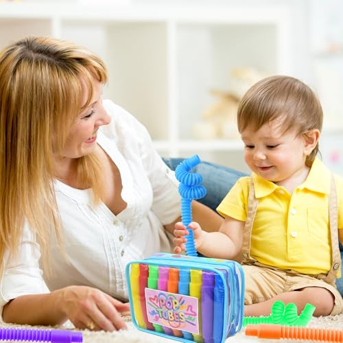 Pop Tubes Sensory Toys - 30 Pack Stretchy Fidget Toys with 10 Colors, Stress Relief Toys for Kids & Adults, Autism Sensory Tools, Party Favors, Classroom Prizes, Travel & Therapy - Image 3