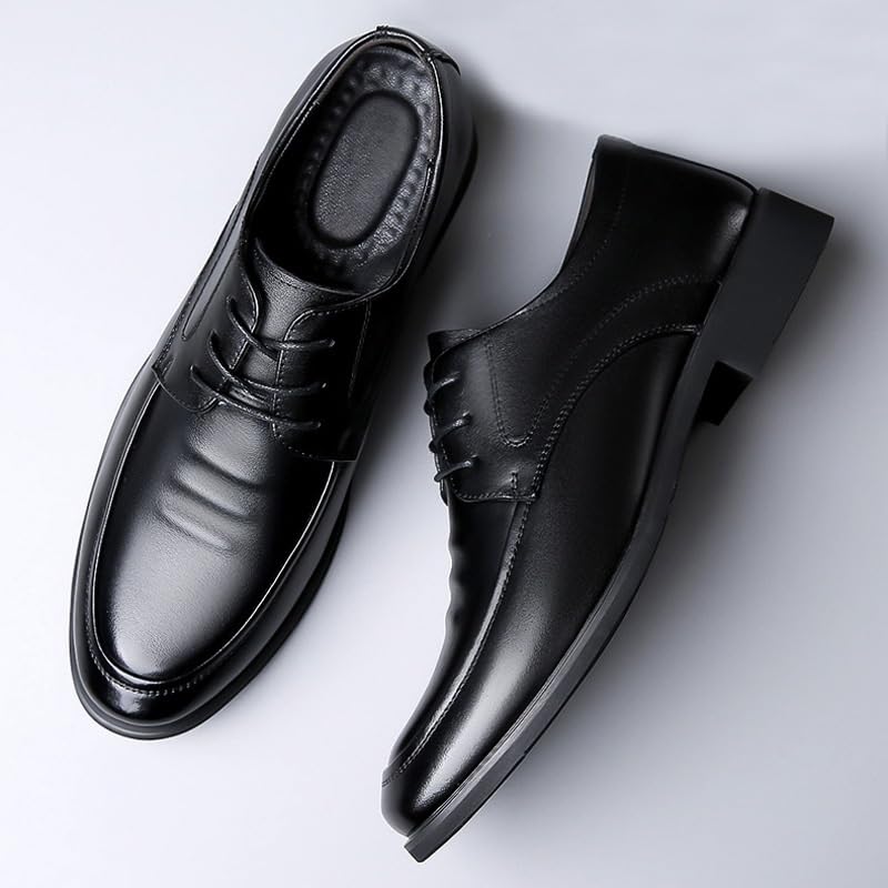 Formal Oxford Shoes for Men's Calfskin Leather Lace Up Non Slip Low Top Block Heel Anti-Slip Casual Wingtip Outdoor3