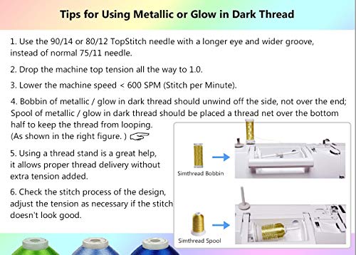 Simthread 6 Assorted Colors Metallic Machine/Hand Embroidery Thread 200 Yards Ea For Janome Brother Pfaff Babylock Singer Bernina Husqvaran & Most Home Embroidery Machines Special Embroidery Designs #TOP5