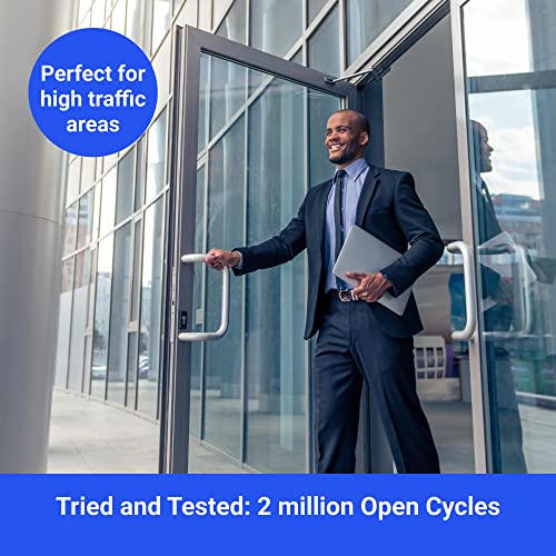 Commercial Door Closer Fh-8400 Heavy Duty Adjustable Grade 1 Standard Automatic Door Closing Hinge - Ada Compliant Ul & Cul Ul10C Listed - Aluminium Finish - High Traffic (Silver) #TOP3