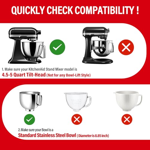 Image of Pouring Shield for KitchenAid Tilt Head 4.5-5 QT (for Stainless Steel Bowls Only), for Kitchen aid Accessories and Attachments, Fully Enclosed Foldable Lid Mixer Bowl Cover, Not For Bowl Lift (Black)