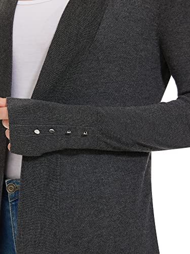 Image of Women Long Knit Cardigan Lightweight Open Front Sweaters | Capsule Wardrobe for Women, Relaxed fit, Buttoned Ribbed cuffs, Dressy Business Casual , for spring early fall office work