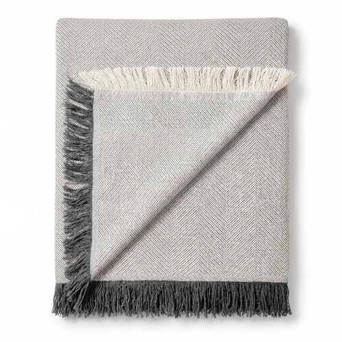 Martina Home Foulard Polyvalent Spiga, 80% Coton, 20% Polyester, Brut/Gris 180L x 130 W