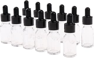 MagiDeal 12 pustych butelek z kroplomierzem, 5/10/15 ml, do aromaterapii, butelka ze szkła z pipetami – przezroczysta, 15 ml