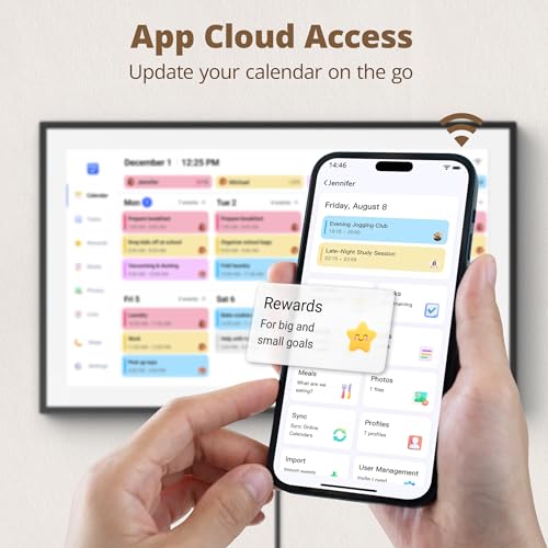 Image of Dragon Touch 15.6 inch Digital Calendar Chore Chart - 1080P Full HD Interactive Touchscreen, Smart Family Planner, Hearth Display Digital Calendar Wall & Desk Mountable for Seamless Scheduling Black