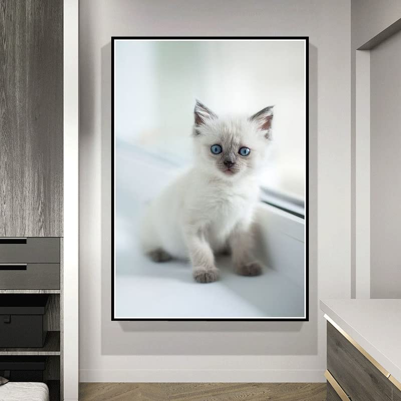 SupLetsico Kit per pittura con diamanti 5D a forma di gatto, per adulti, kit fai da te per principianti, kit completo per decorare le pareti della