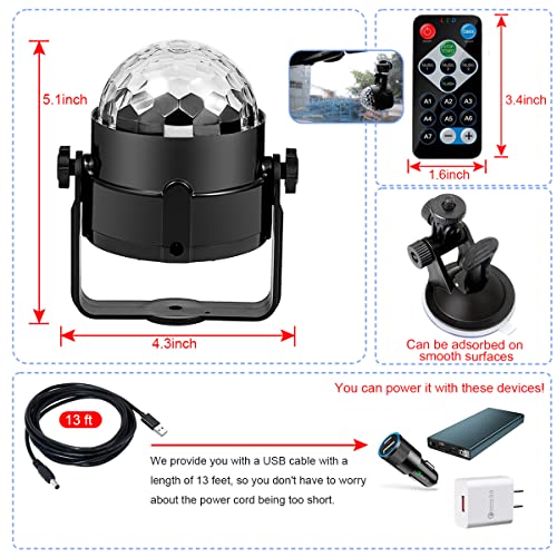 Disco Ball Party Lights Sound Activated Dj Light With 13 Ft Usb Power Cable, Laucnpty Led Strobe Light For Indoor Room Birthday Decorations Outdoor Stage Kids Dance Karaoke Halloween Rave 2 Pack #TOP2