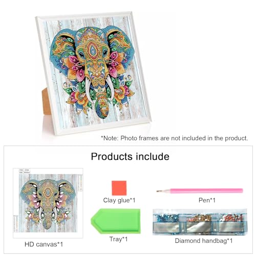 Image of Tontut Elephant Diamond Art Painting Kits, 5D Special Shape Beginner Crystal Diamond Art Painting for Home Wall Decor Gifts 12x12 inch
