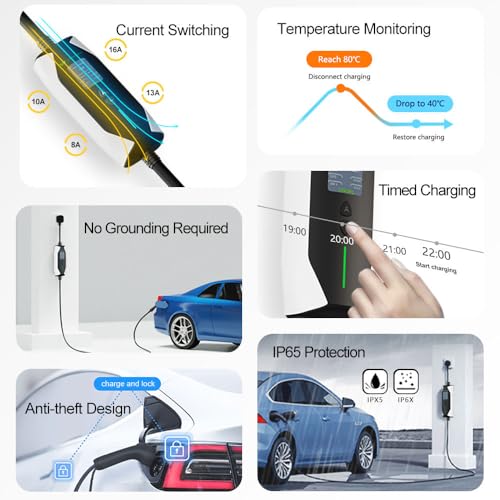 Image of 7.5 KW Portable EV Charger with smart App|6M TPU Cable + Carry Bag + CEE Socket + Holder Clips|32A, Waterproof|3 inch Screen|Adjustable Power|Auto Cut, Overload & Earthing Protection|5Yr Warranty|