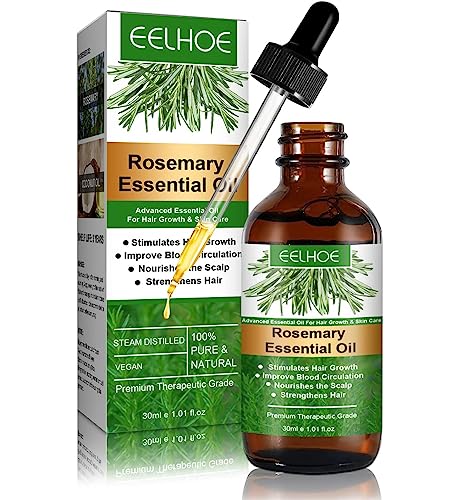 Aceite de romero para el cabello, aceites esenciales de romero para el crecimiento del cabello y cuidado de la piel, aceite de romero contra la caída del cabello, 30ml