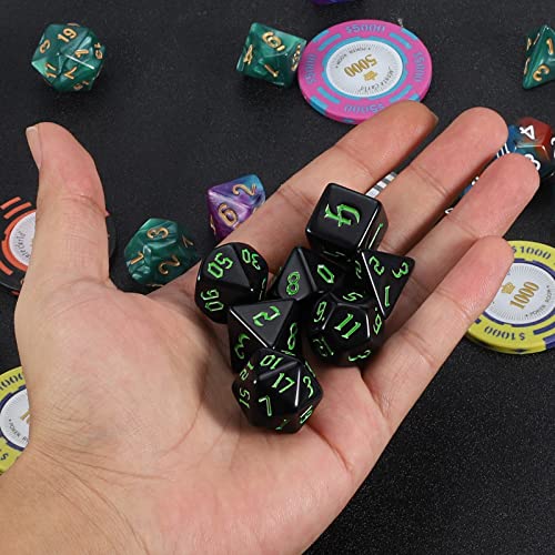 Qmay Dnd Dice Set -D&D Polyhedral Dice (7 Pcs) For Dungeons And Dragons (Pure Black) #TOP4