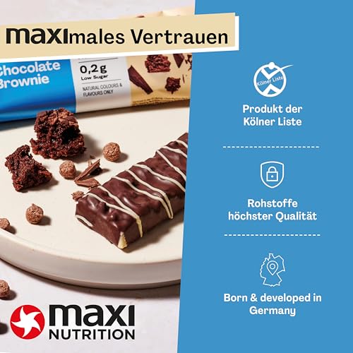 MaxiNutrition Classic Protein Bar Chocolate Brownie 16 x 40g - Protein Riegel mit 50% Eiweiß, 20g Protein pro Riegel, low sugar (0,2g), ohne Zuckerzusatz, ohne künstliche Aromen/Farbstoffe