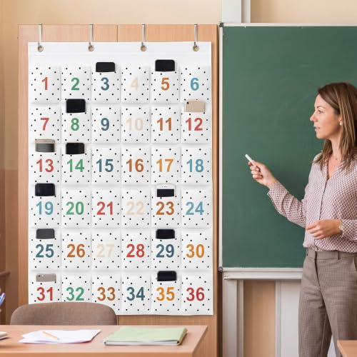 Boho Cell Phones Classroom Pocket Chart, 36 Pockets Hanging Pocket Chart Storage for Teacher Lessons Classroom School Office Home for Phone Calculato, Stationery - Image 2
