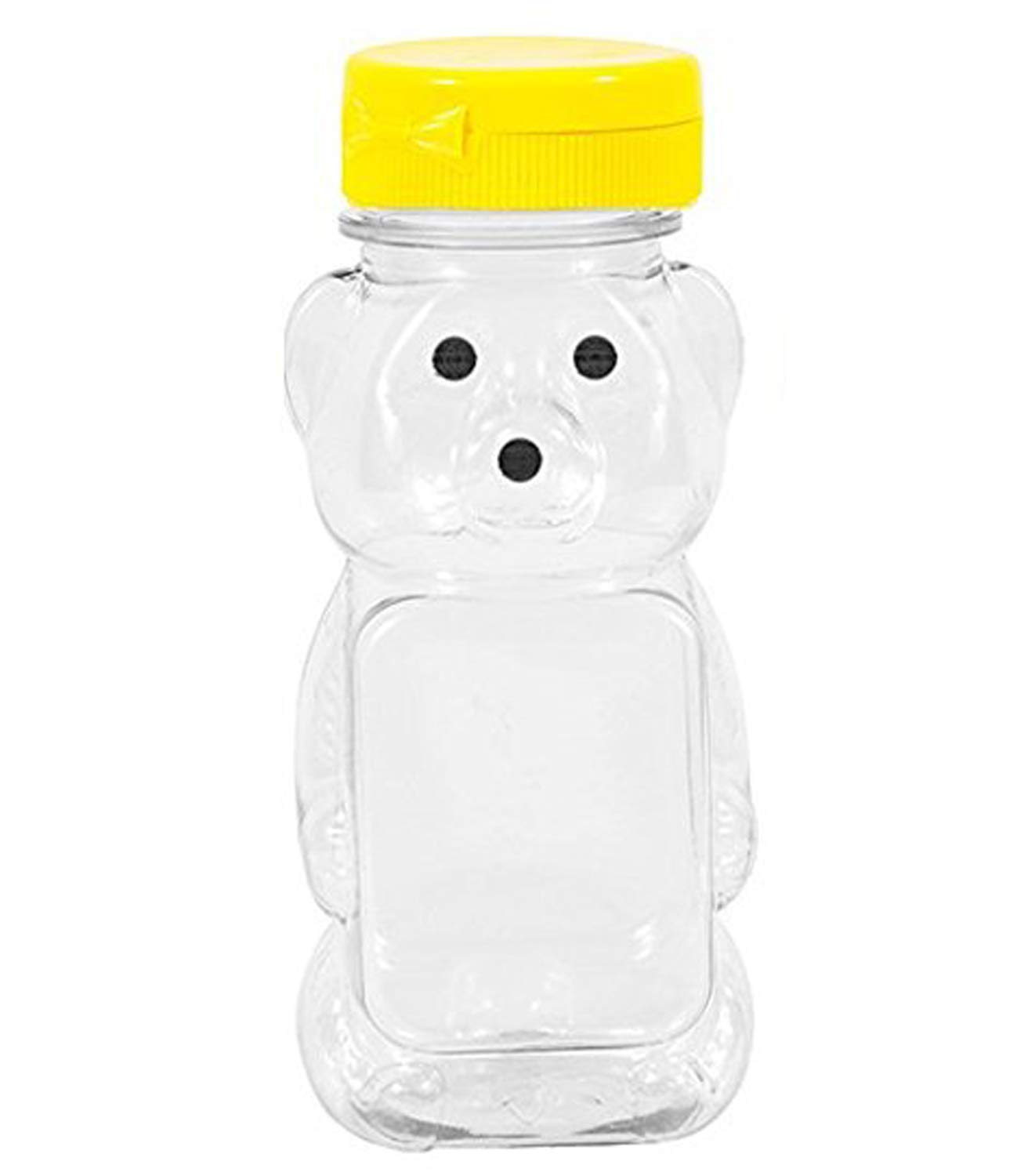 Clearview Container 24 Pack Honey Bear with Flip Top Lid Plastic Squeeze Bear 8 oz Yellow Caps
