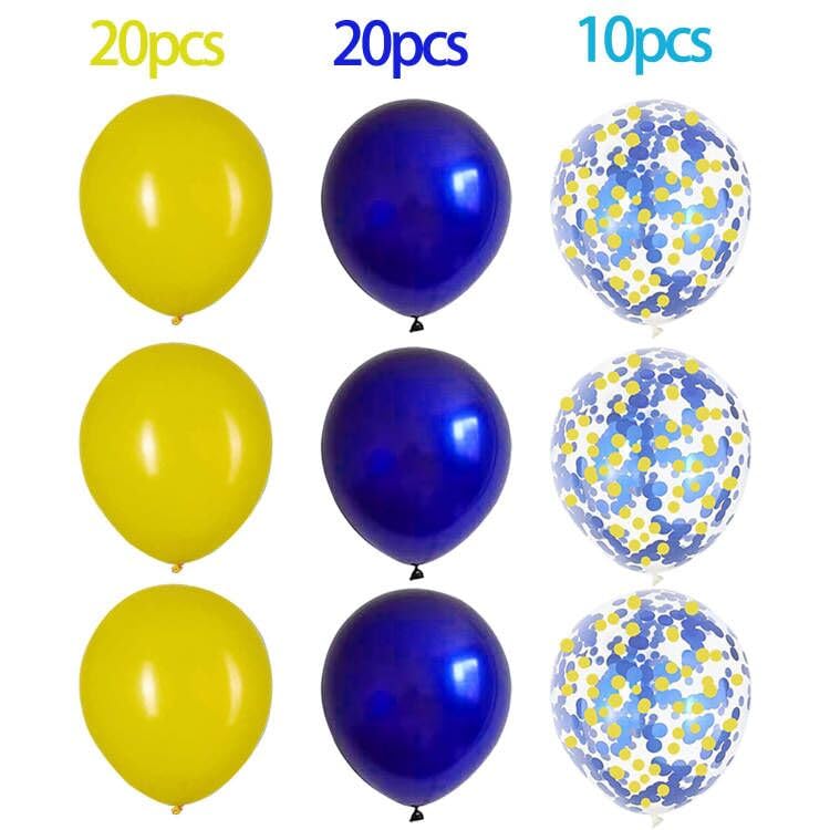 Image of 50Pcs 12inch Navy Blue Yellow Confetti Balloons with Navy Blue Yellow Balloons for Wedding, Birthday, Baby Shower, Halloween,Family Parties Decoration