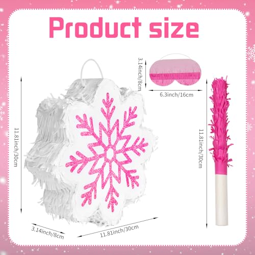 Winter Pinata Pinata Snowflake Pinata Frozen Pinata Christmas with Blindfold Stick for Wonderland Themed Birthday Party Game Decorations Supply Christmas Party Decorations