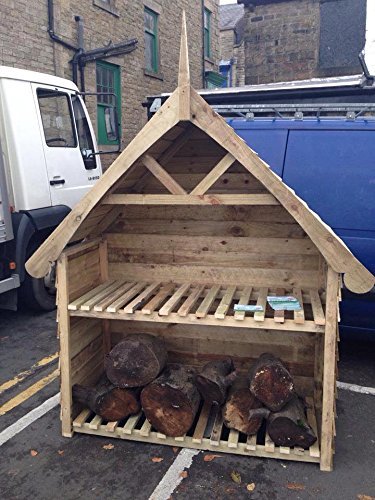 Rossendale Bespoke Timber - Pendleton RangeThe Pendleton WOOD LOG STORE - DECORATIVE FIREWOOD GARDEN FURNITURE - STORAGE RACK BASKETS - PRESSURE TREATED - UK MADE - BURNER FAN