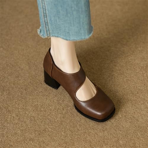 LYYSKY Spring and Autumn Women's Chunky Low Block Heels Mary Jane Pointed Toe Work Pumps Comfortable Round Toe Dress Wedding Shoes Plus Size EU34-EU47/US4-US143