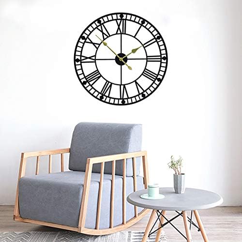 YIDIE 32 inch Large Wall Clock Decorative Display Non-Ticking Battery Operated Pure Metal Decor Clocks,Black