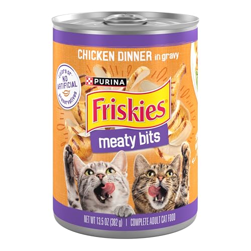 Image of Purina Friskies Meaty Bits Chicken Dinner in Gravy Multi Cat Wet Cat Food - 13.5 Ounces (Pack of 12)