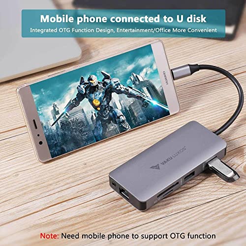 Image of Vaku Luxos USB Hub Type C HYPERION 9IN1 multiport 3.0 High-Speed Adapter connector (5GBPS) data transfer Converter Extension with HDMI, PD Port, VGA, RJ45 LAN, 3.5mm Audio, SD /TF Card Reader docking station Compatible with Macbook Air Pro (M1, M2 etc), iPad Pro Air, Laptop, and Other Type C Mobile & Devices