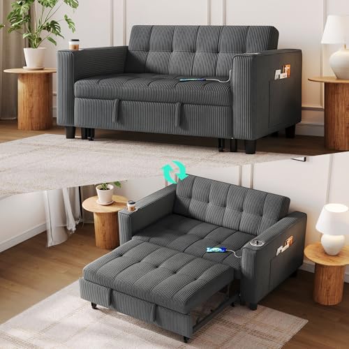 LINSY Sleeper Sofa Bed with Charging Station