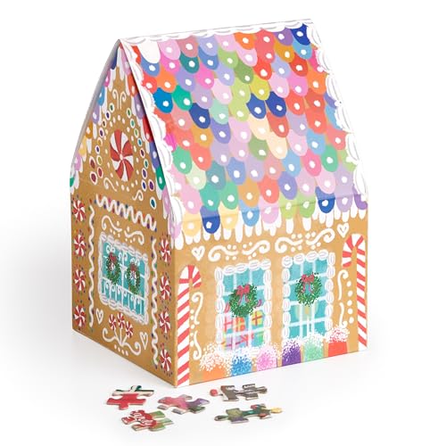 Galison - Rompecabezas Gingerbread Cottage de 500 piezas para adultos con caja en forma de casa, Navidad, papel reciclado, tamaño terminado 20" x 20" miniatura 4
