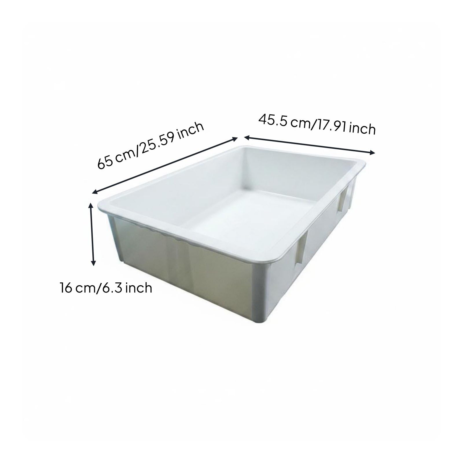 Sharplace Gärbox Backteig Behälter Teigwanne Fermentationsbox Aufbewahrungsbox aus Stabiler PP für Chargenweise Lagerung Und Ordnung Beim Aufgehen für, Weiß, Extragroß 650 455 160mm
