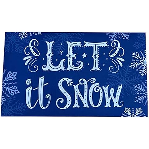GiftWrap Etc. Let It Snow Door Mat - 18" x 30", Blue, White, Snowflakes, Christmas Decoration, Indoor Doormat, Front Door Decor, Entrance, Classroom, Home, Porch, Patio, Floor, Office Cover