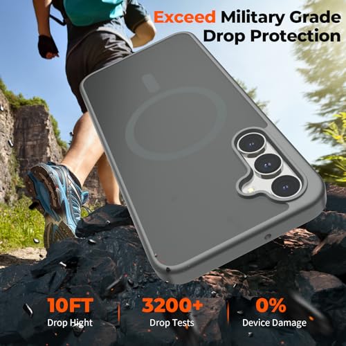 Image of SUPFINE Magnetic for Samsung Galaxy A16 5G Case with Screen Protector, (Built-in Magnets) (Military Grade Drop Protection) Slim Translucent Shockproof Phone Case,Titanium Gray
