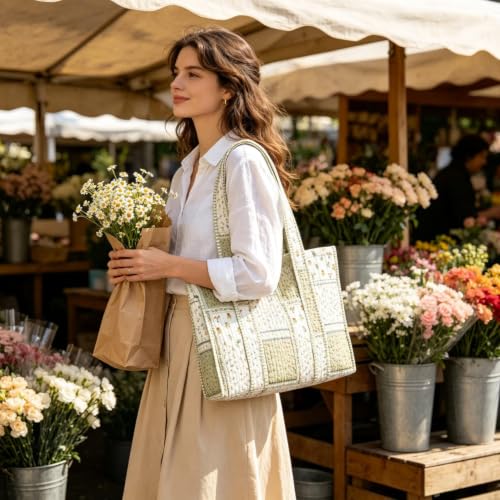 Floral Print Cute Tote Bags for Women Purses Women Handbags 17.3×13‘’ - image 2